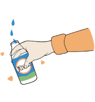 A cartoon mixing bowl, cereal bowl and coffee cup